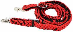 Challenger Roping Knotted Horse Tack Western Barrel Reins Nylon Braided Red Black 60716