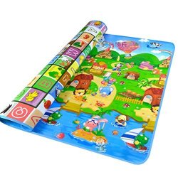 Stillcool Baby Crawling Play Mat Kids Childrens Baby Toddlers Floor Game Playmat 200X180X0.5CM Thickness Large Happy Farm