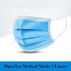50 Pcs Surgical Masks Disposable Face Masks Medical 3-PLY Face Mask Medical Surgical Dental Earloop Polypropylene Masks For Flu Personal Health