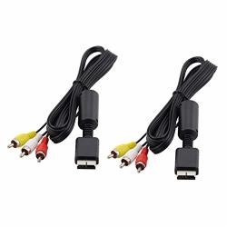 Zrm&e 2-PACK 1.8M Playstation PS2 Av Cable Game Console Component Accessories Connection Cable Audio Video To 3 Rca