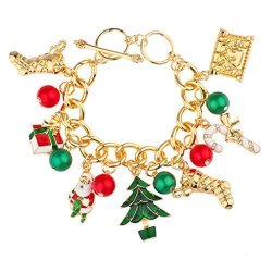 Lux Accessories Christmas Xmas Stocking Santa Claus Gift Tree Candy Cane Jingle Ball Charm