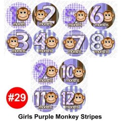 Purple Monkey Stripes Baby Month Onesie Stickers Baby Shower Gift Photo Shower Stickers Baby Shower Gift By Onesiestickers