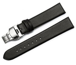 Real Leather Watchband Smooth Watch Band 22MM 20MM 18MM 16MM Genuine Straps Belt Metal Pin Buckle Fits For Rolex Suunto Iwc 16MM Black