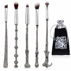 Jassins 5 Pcs Potter Makeup Brush Set Wizard Magic Wand Eye Shadow Brushes Palette Eyeliner Blending Pencil Lip Brush Makeup Tools