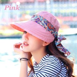 Summer Style Women Foldable Wide Large Brim Floppy Beach Gorro Hat - Pink