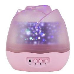 Nasus Stars Sky Night Light Lamp Romantic Rose Shape With Color Changing Moon Stars Cosmos Rotating LED Nightlight Projector For Kids Gift Baby Girl