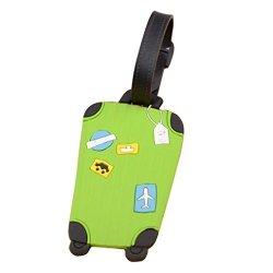Fullkang Cute Cartoon Suitcase Luggage Tags Id Address Holder Silicone Identifier Label Green