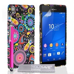 Yousave Accessories Sony Xperia Z3 Case Jellyfish Silicone Gel Cover With Stylus Pen Not Compatible With Z3 V