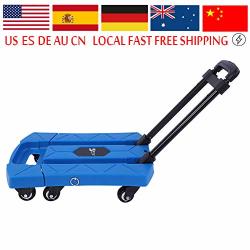 Vistorhies - 6 Wheels Folding Portable Telescopic Handle Cart Blue Household Shopping Trolley For Car Travel Accessory Luggage Shipping Troll