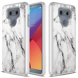 LG G6 Case Townshop Hard Rubber Impact Dual Layer Shockproof Silicone Bumper Case For LG G6 - Marble