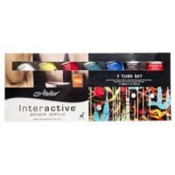 Interactive Artists& 39 Acrylic Paint Set 7 X 80ML Tubes Of Assorted Colours