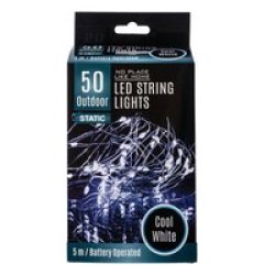 String Lights - Outdoor - Cool White - 5 M - 50 LED - 2 Pack