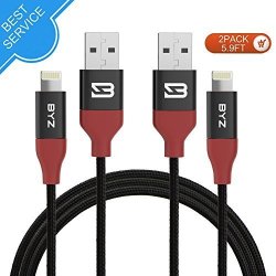 Lightning Cable -2 Pack 6FT Vmtop High Speed Nylon Braided Iphone Charger Cord Line Fast Sync Data Cable Tangle-free For Iphone 7 7 Plus 6 6S