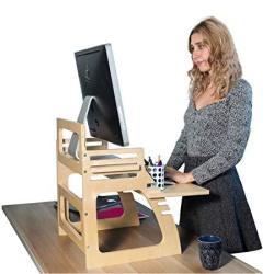 Wallniture Updesk Wood Height Adjustable Monitor Stand Riser Desk