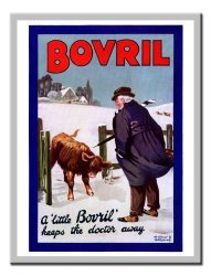 Iposters Bovril Advert Print 1920S Magnetic Memo Board Silver Framed - 41 X 31 Cms Approx 16 X 12 Inches