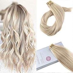 Moresoo 16INCH Seamless Real Human Hair Color 18 Ash Blonde Highlighted With 613 Blonde 20PCS 50G Glue On Hair Tape In Hair Extensions Remy Human Hair