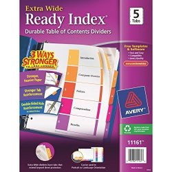Avery R Extrawide Ready Index R Table Of Contents Dividers 1-5 Tabs Multicolor