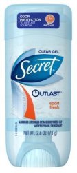 Secret Deodorant Outlast Clear Gel Sport Fresh 2.6 Ounce 76ML 2 Pack