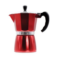 6-CUP Red & Silver Aluminium Espresso Maker