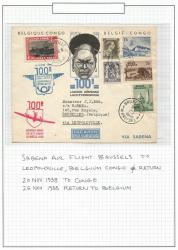Belgian Congo 1938 Sabena 1st Flight Cover From Brussels To Leopoldville And Return