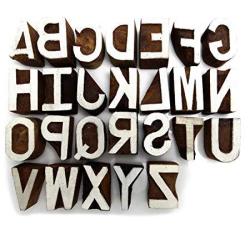 Ibaexports Wooden Alphabet Decorative Textile Printing Blocks Handcarved Stamp