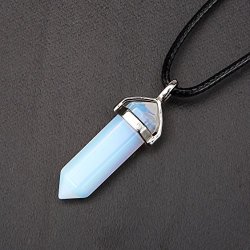 BRC Creative Corp. Brcbeads Nice Faceted White Opal Healing Point Chakra Pendant 39X8MM 1PCS Per Bag For Necklace Making