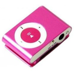 Pocket MP3 Player With Back Clip - Uses Micro Sd Pink