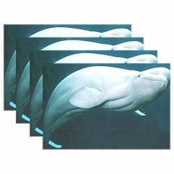 Ntsee Placemat Set Of 1 4 6 Heat Resistant Placemat For Dining Table Deocration Durable Polyester Kitchen Table Mats Placemat 12X18 In Cute Beluga Whale