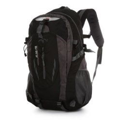 Unisex Lightweight Nylon 40l Travel Backpack With Breathable Pad - Black