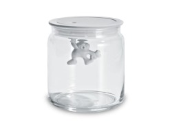 ALESSI Gianni Glass Jar With White Lid 0.7 Litre