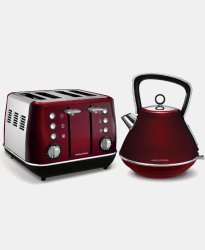Morphy Richards 4 Slice Evoke Toaster & Kettle Set - Red - Red One Size