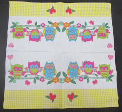The Velvet Attic - Beautiful Imported Paper Napkin Serviette - Owls On Branch With Yellow Checks