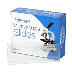 Amscope BS-50P 50 Blank Microscope Slide Ground Edges Pre-cleand Clear Glass Microscope Slides