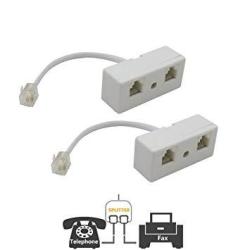 Two Way Telephone Splitters Uvital Male To 2 Female Converter Cable RJ11 6P4C Telephone Wall Adaptor And Separator For Landline White 2 Pack