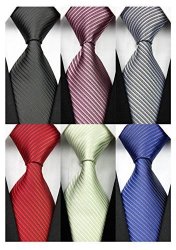 Yanlen Pack Of 6 Classic Men's Silk Polyester Tie Necktie Woven Jacquard Neck Ties Set 4