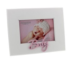 Occasions White Mdf Frame Laser Cut Word Baby Pink