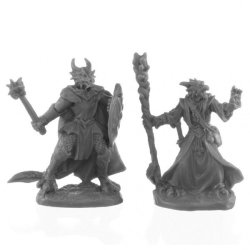 - Bones Black - Dragonfolk Wizard And Cleric Miniatures