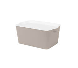 Venus Small Storage Box Taupe With White Lid