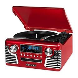 Victrola 50'S Retro 3-SPEED Bluetooth Turntable With Stereo Cd Player And Speakers Red