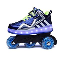 Aikuass USB Rechargable LED Light Up Quad Skate Inline Roller Skate Wheeled Sneaker Shoes For Kids Boys Girls
