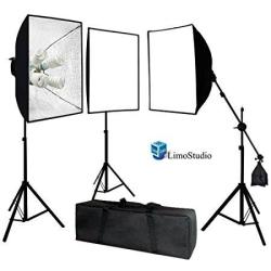 AGG891 LimoStudio Photo Video Studio 2400 Watt Softbox Continuous Light Kit with Overhead Head Light Boom Kit 
