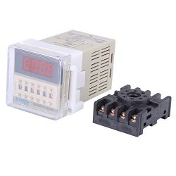 Time Relay 110V Ac DH48S-S 0.1S 99H Cycle Control Digital Display Time Relay With Base Applied In Advertising Lamp Industrial Mining