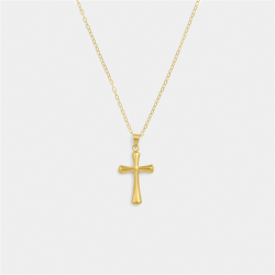 Yellow Gold & Sterling Silver Bold Cross Pendant On Chain