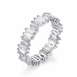 Fashion Yoge Aaa Cubic Zirconia Baguette Thin Band Ring R0377 White 7