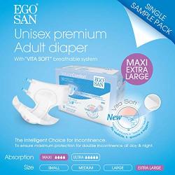 Egosan Maxi Incontinence Adult Diaper Brief Maximum Absorbency And Adjustable Tabs For Men And Women XL Sample Diapers