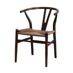 Wooden Dining Room Chair Wishbone Style Brown