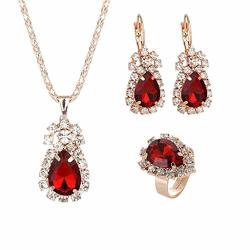 Muzzy Europe And The United States Personality Drop Color Rhinestone Necklace Earrings Ring Set Shiny High-end Bridal Jewelry Color : F