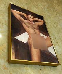 Framed Art Prints Nude Male Painting Sitting Men Canvas Transfer From Oil Painting With Hand-painted Detail Guy Men Art Signed HD Giclee Print For