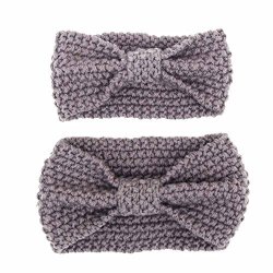 Alonea Adults And Baby Keep Warm Elastic Hair Band Crochet Knitted Headband Gray