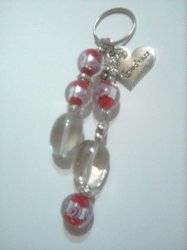 S keyring..large Clear Glass Silver And Red Silverfoil Lampwork..fruit Of The Spirit...goodness